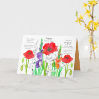 August Birthday Orange Gladiolus Red Poppy Flowers
