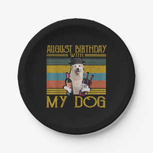 August Birthday With My Great Pyrenees Dog 2020 Paper Plate