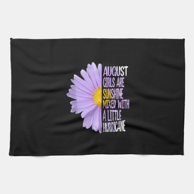 August Birthday Womens Gift Funny Daisy Aster Gift Kitchen Towel (Horizontal)