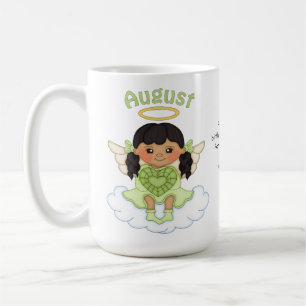 August Birthstone Angel Black Coffee Mug