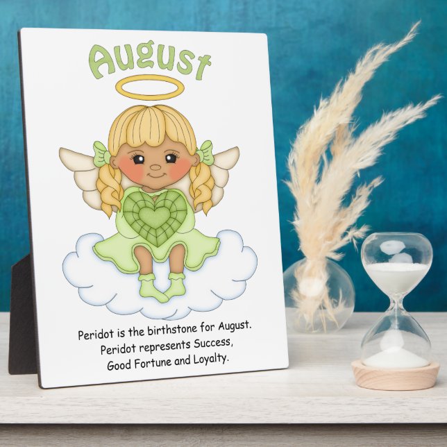 August Birthstone Angel Blonde Plaque (Side)