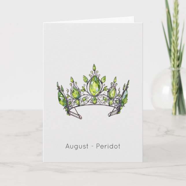 August Birthstone Peridot Crown Birthday Card (Front)
