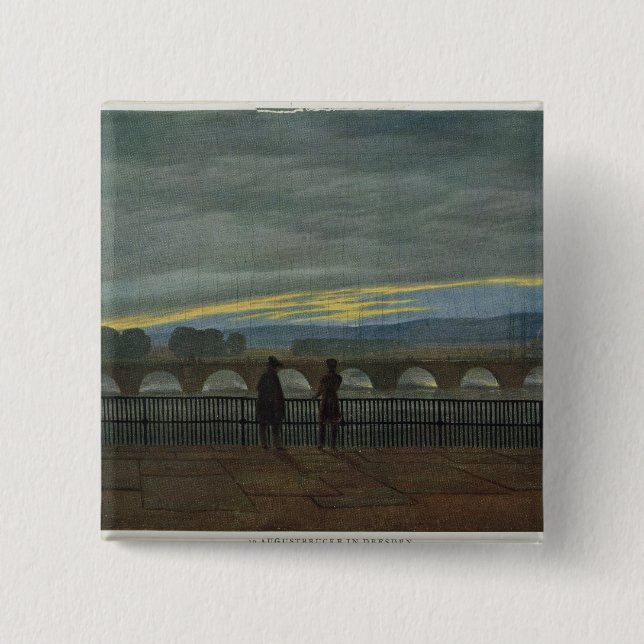 August Bridge in Dresden 2 Inch Square Button (Front)