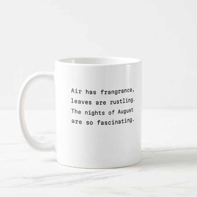 august coffee mug typography poetic air fragrance (Left)