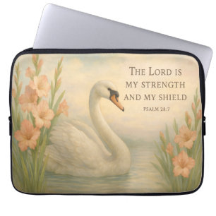 August Elegant Swans Christian Inspirational Laptop Sleeve