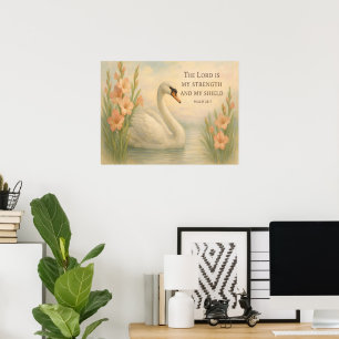 August Elegant Swans Christian Inspirational  Poster