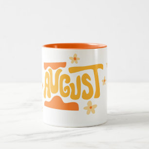 August Floral Typography Two-Tone Coffee Mug