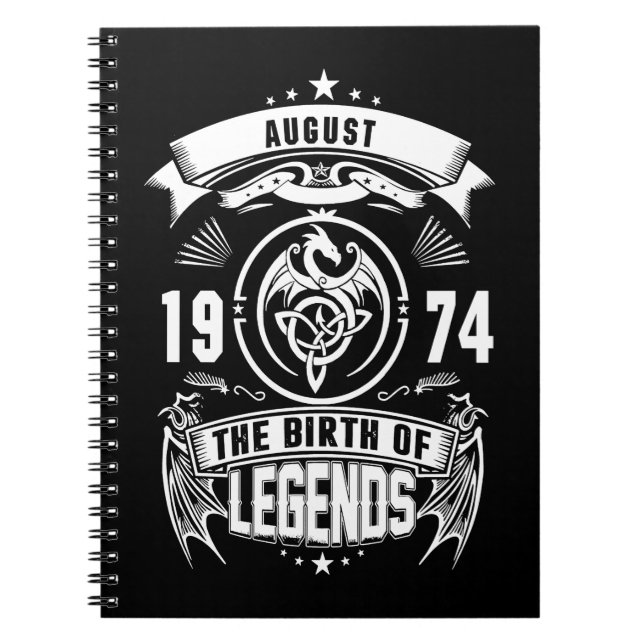 August Gift | 1974 The Birth Of The Legends Notebook (Front)