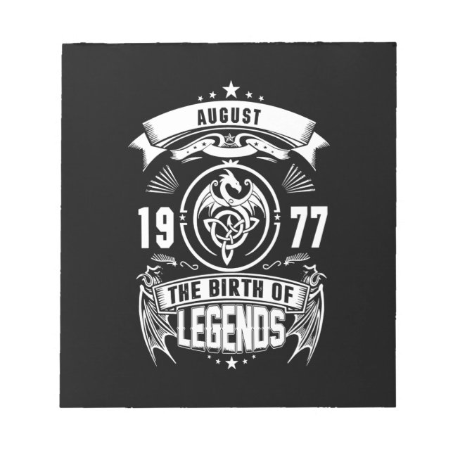 August Gift | 1977 The Birth Of The Legends Notepad (Front)
