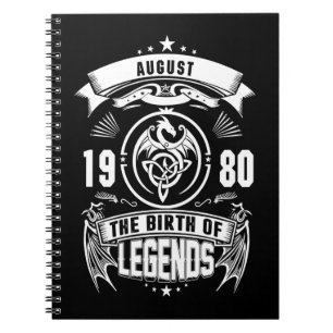 August Gift 1980 The Birth Of The Legends Notebook