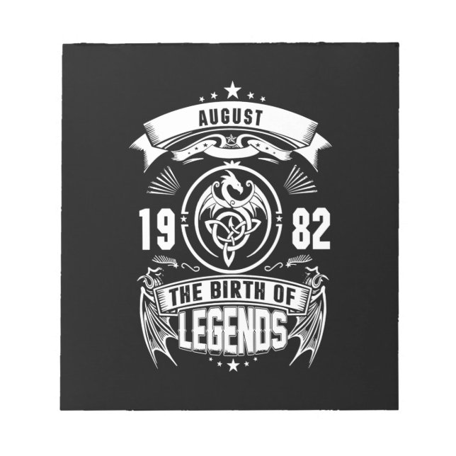 August Gift | 1982 The Birth Of The Legends Notepad (Front)
