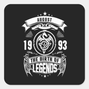 August Gift 1993 The Birth Of The Legends Square Sticker