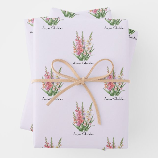 August Gladiolus Flowers Wrapping Paper Sheet (In situ)