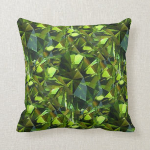 AUGUST GREEN PERIDOT BIRTHSTONE GEM THROW PILLOW