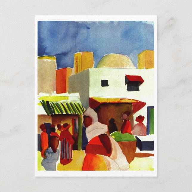 August_Macke - Algier Market 1914 Canvas Postcard (Front)