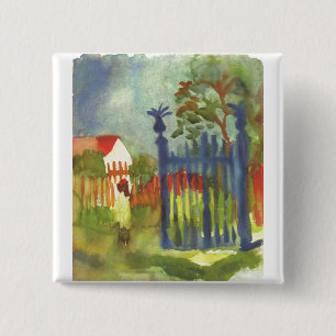 August Macke - Garden Gate 1914 Gartentor 2 Inch Square Button