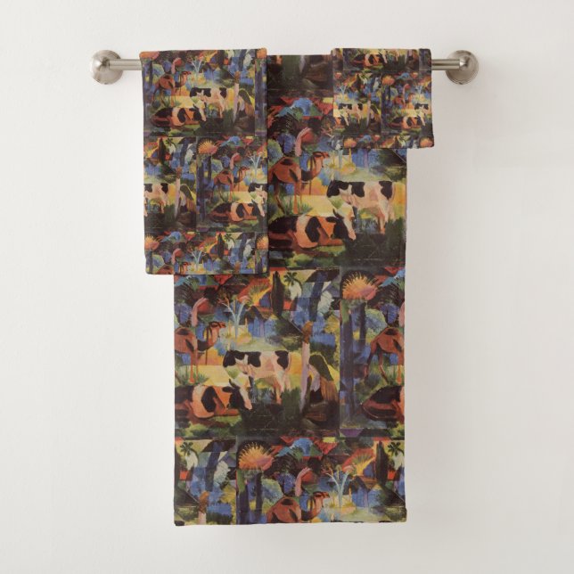 August Macke Landscape with Cows and Camel Bath Towel Set (Insitu)