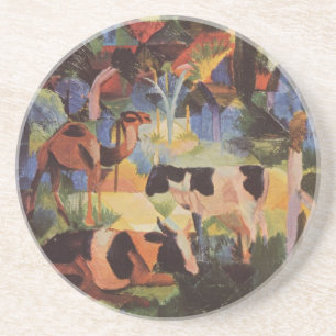 August Macke Landscape with Cows and Camel Coaster