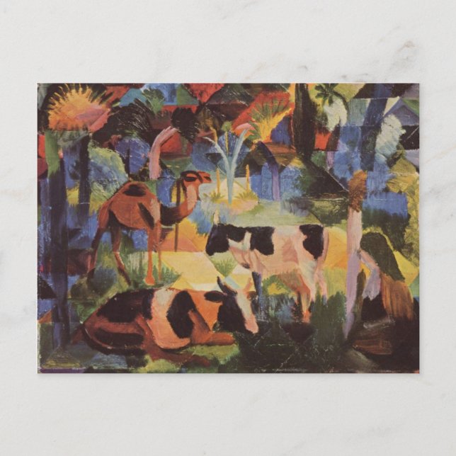 August Macke Landscape with Cows and Camel Postcard (Front)