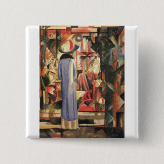 August Macke - Large Bright Shop Window 1912 Oil 2 Inch Square Button