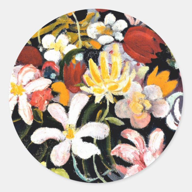August Macke painting, Carpet of Flowers Classic Round Sticker (Front)