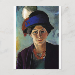 August Macke - Portrait Woman of Artist & Hat 1909 Postcard