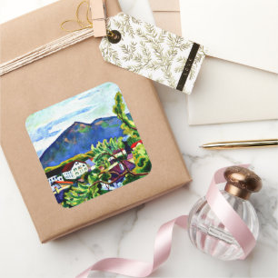 August Macke - Spring Landscape in Tegernsee Square Sticker