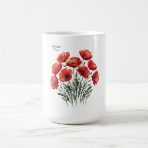 August Poppy Bloom - Personalized Birthday Gift Coffee Mug