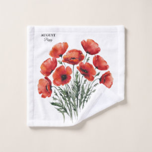 August Poppy Bloom - Personalized Birthday Gift Wash Cloth