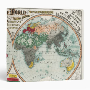 August R.Ohman Antique Missionary Map of the World Binder