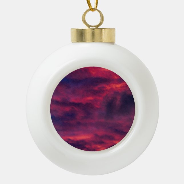august red ceramic ball christmas ornament (Front)