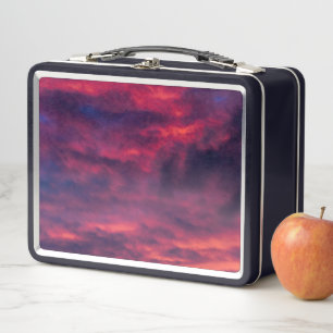 august red metal lunch box