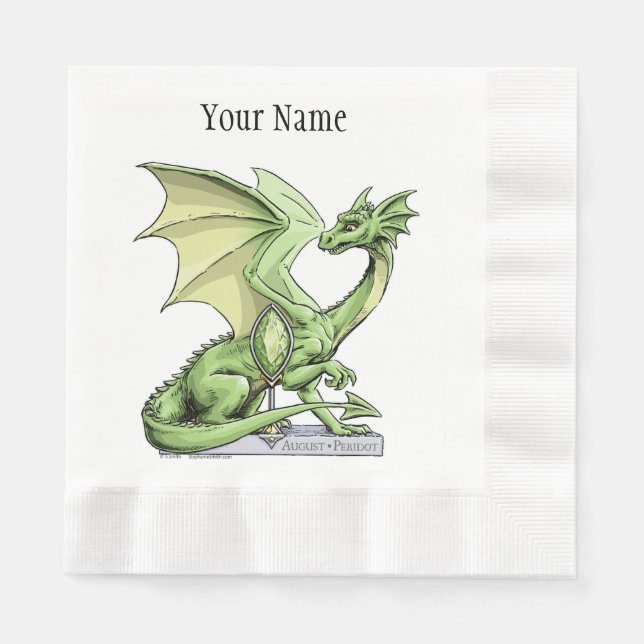 August’s Birthstone Dragon: Peridot Napkin (Front)