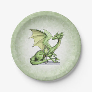 August’s Birthstone Dragon: Peridot Paper Plate