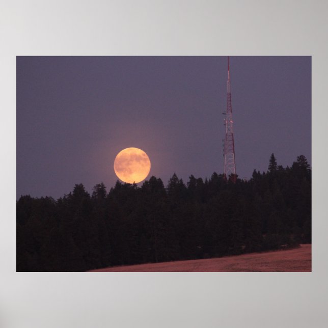August Supermoon over Paradise Ridge Poster (Front)