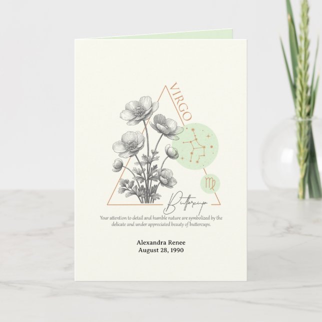 August to September Birth Flower Custom Birthday Card (Front)