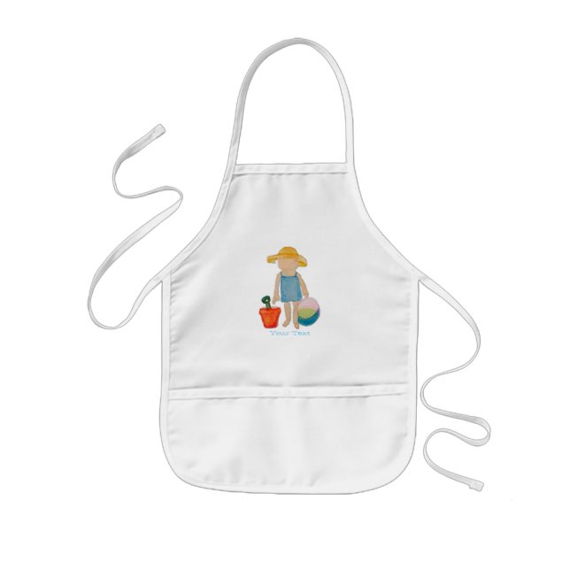 August Toddler on Summer Beach Customizable Kids Apron (Front)
