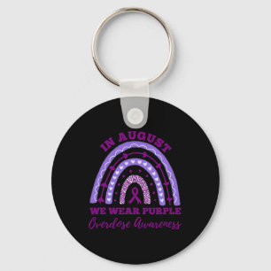 August We Wear Purple Overdose Awareness Rainbow 2 Keychain
