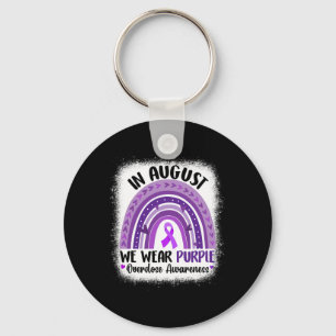 August We Wear Purple Overdose Awareness Rainbow 3 Keychain