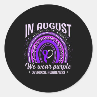 August We Wear Purple Rainbow Overdose Awareness M Classic Round Sticker