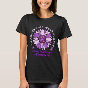 August We Wear Purple Sunflower Drug Overdose Awar T-Shirt