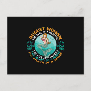 August Woman Soul Of Mermaid Leo Zodiac Birthday Invitation Postcard