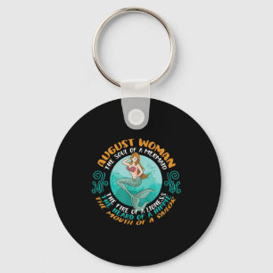 August Woman Soul Of Mermaid Leo Zodiac Birthday Keychain