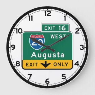 Augusta, GA Road Sign Large Clock