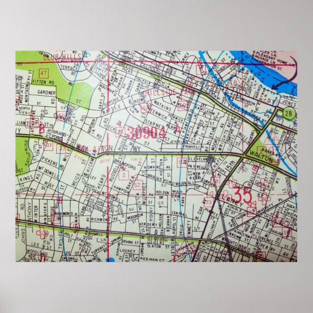 Augusta, GA Vintage Map Poster (Front)