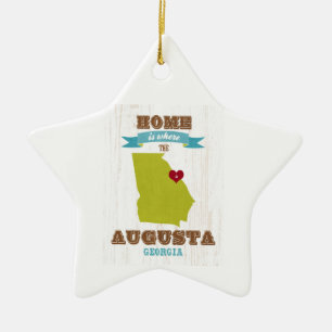 Augusta, Georgia Map – Home Is Where The Heart I Ceramic Ornament