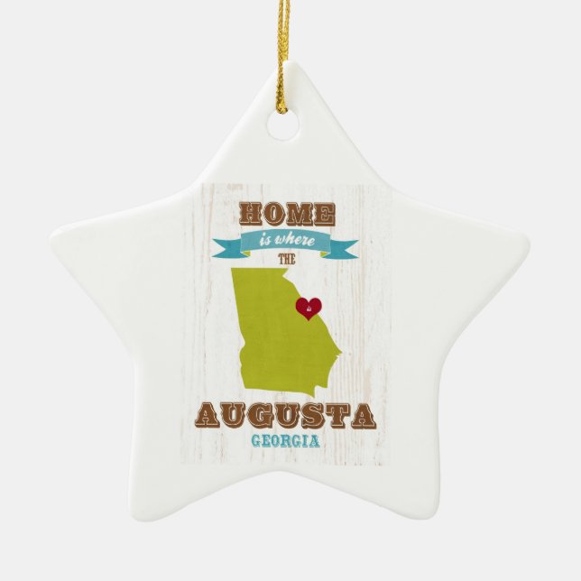 Augusta, Georgia Map – Home Is Where The Heart Is Ceramic Ornament (Front)
