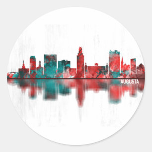 Augusta Georgia Skyline Classic Round Sticker