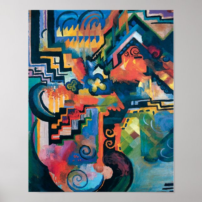 Auguste Macke - Homage To Bach Abstract Modern Art Poster (Front)