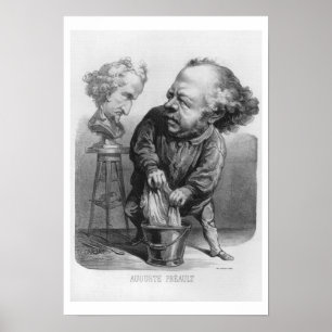 Auguste Preault (1809-79), caricature from 'Le Bou Poster